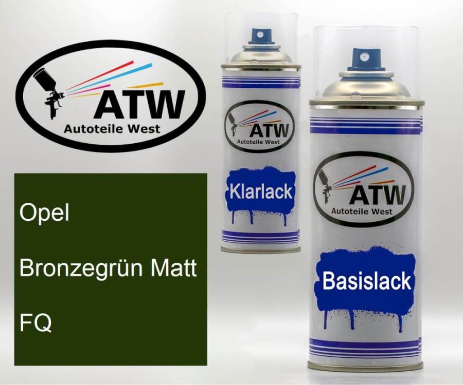 Opel, Bronzegrün Matt, FQ: 400ml Sprühdose + 400ml Klarlack - Set, von ATW Autoteile West.